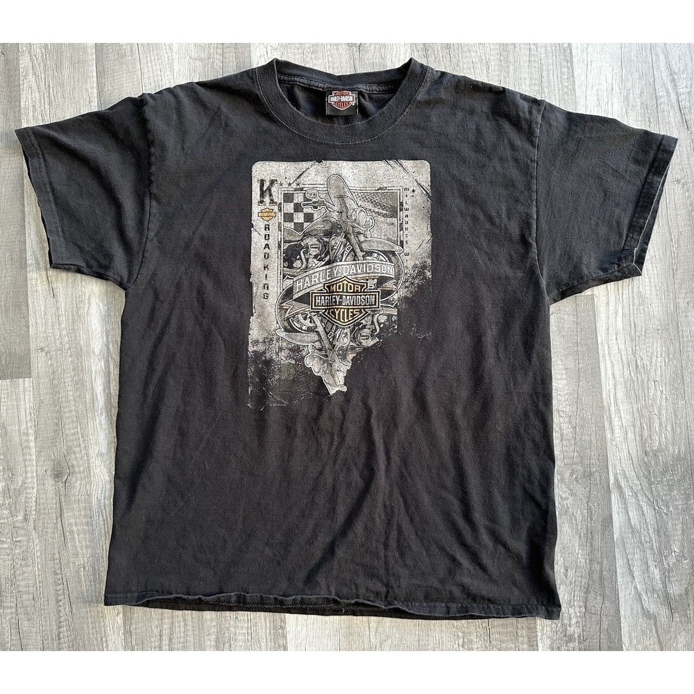 Harley Davidson  T Shirt‎ Black Graphic Large Cotton Vintage Short Sleeve 2014